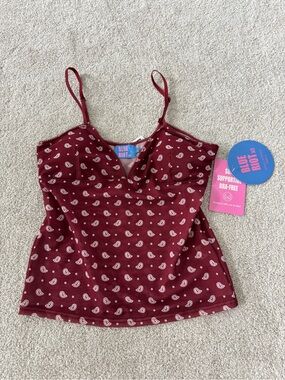Burgundy Paisley Camisole Tank with Adjustable Straps NWT size L
